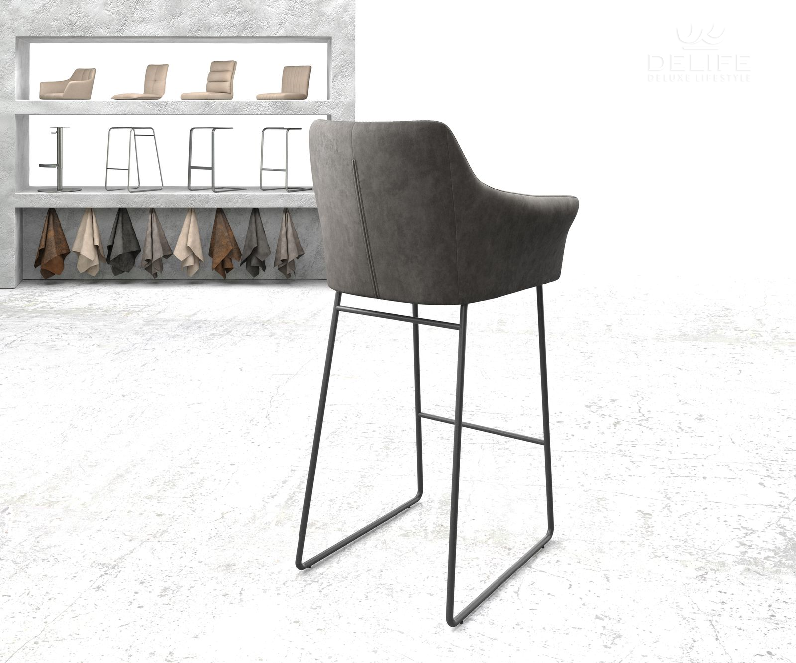 Barski stol Yulo, Material: Mikrofibra