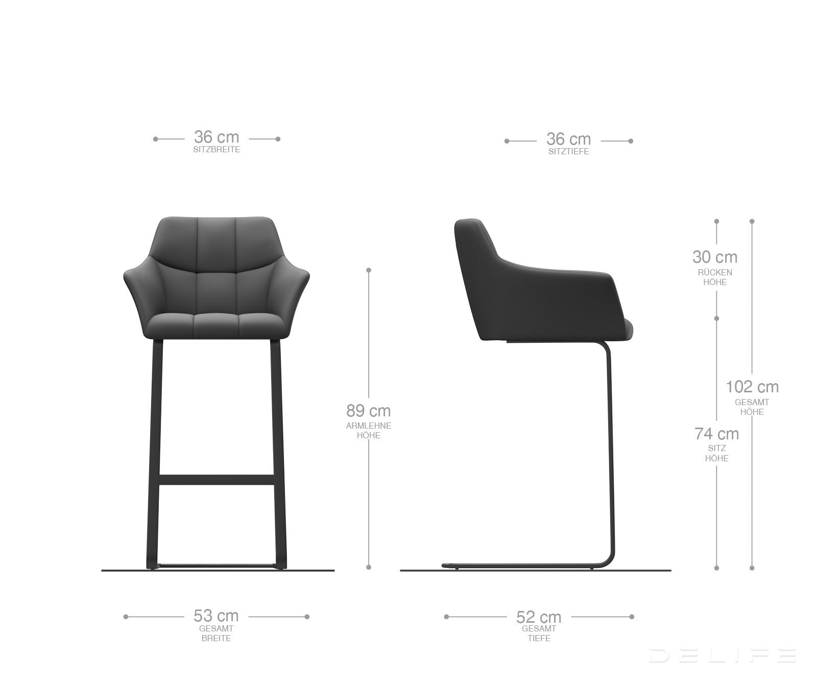 Barski stol Yulo, Material: Mikrofibra