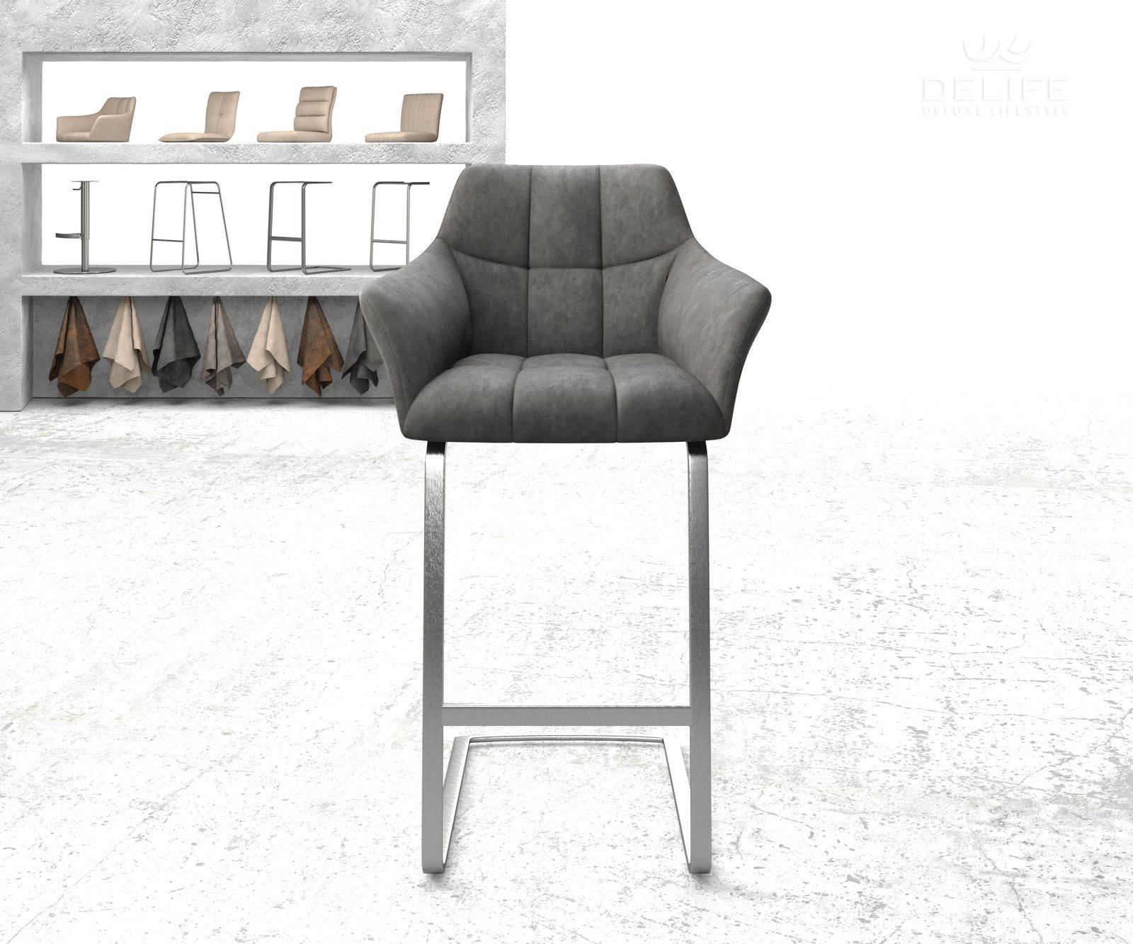 Barski stol Yulo, Material: Mikrofibra