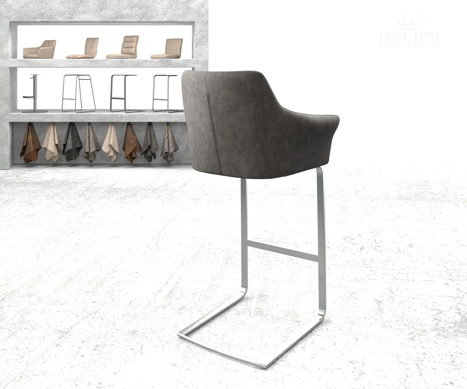 Barski stol Yulo, Material: Mikrofibra