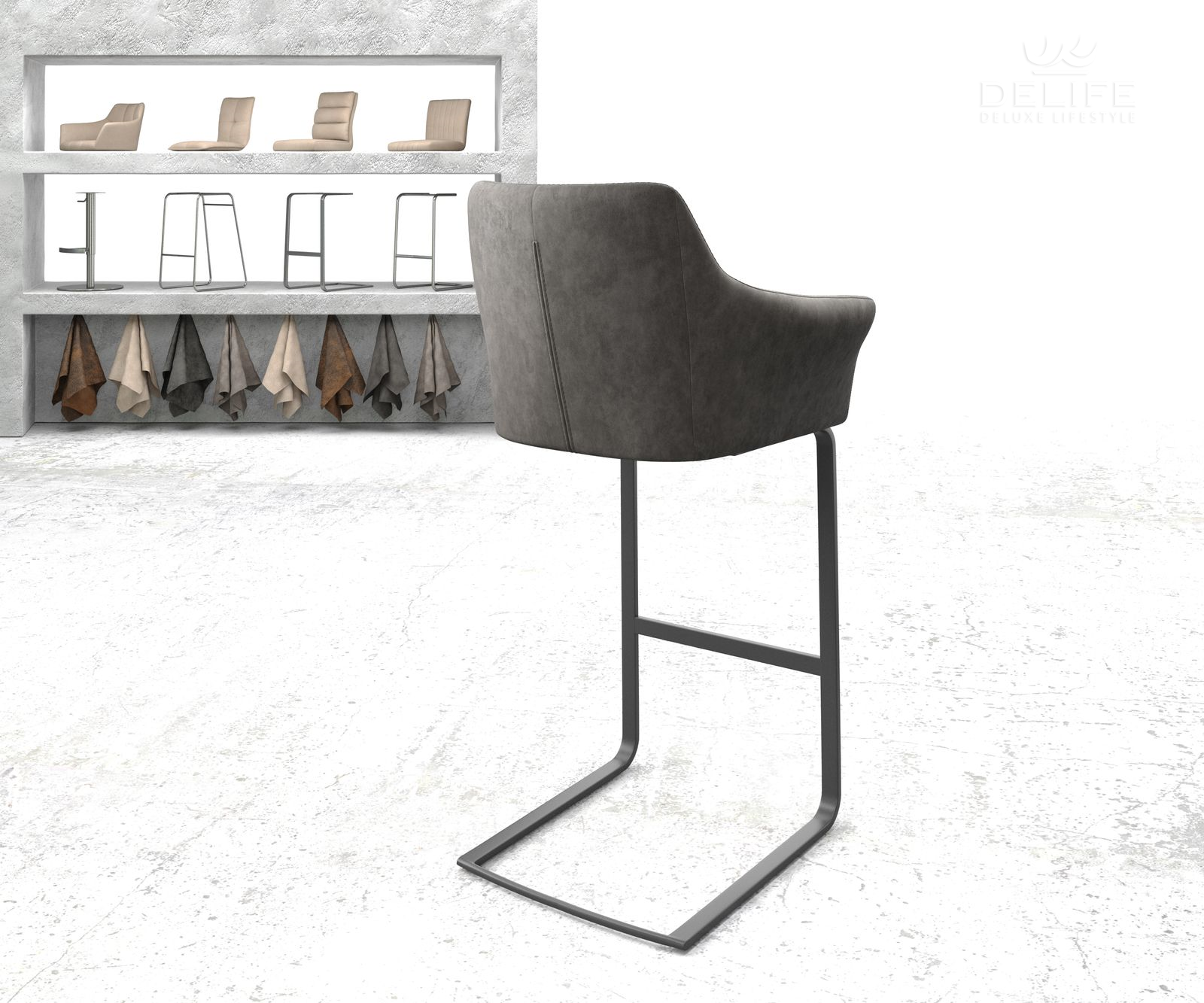 Barski stol Yulo, Material: Mikrofibra