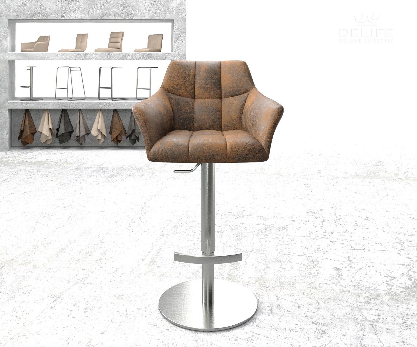 Barski stol Yulo, Material: Mikrofibra