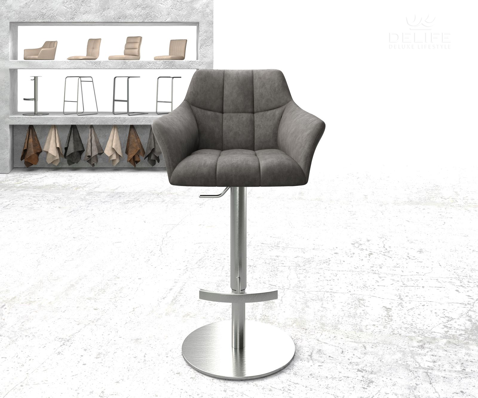 Barski stol Yulo, Material: Mikrofibra