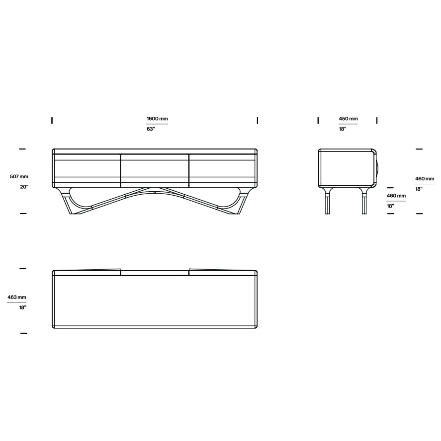 TV komoda Antoni 160x45 cm, material: polno les oreh