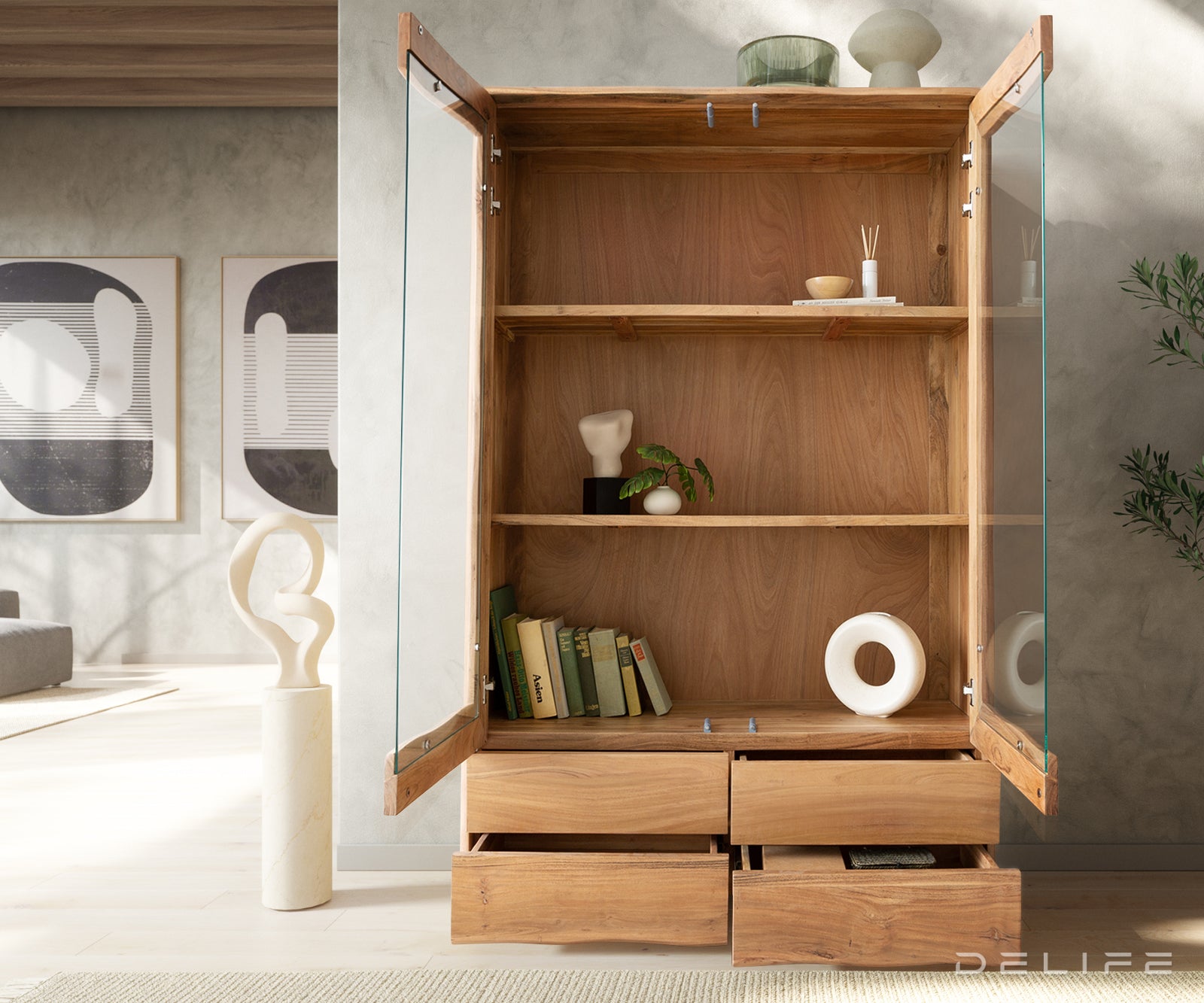 Vitrina Live-Edge 120x190cm, Material: Akacija