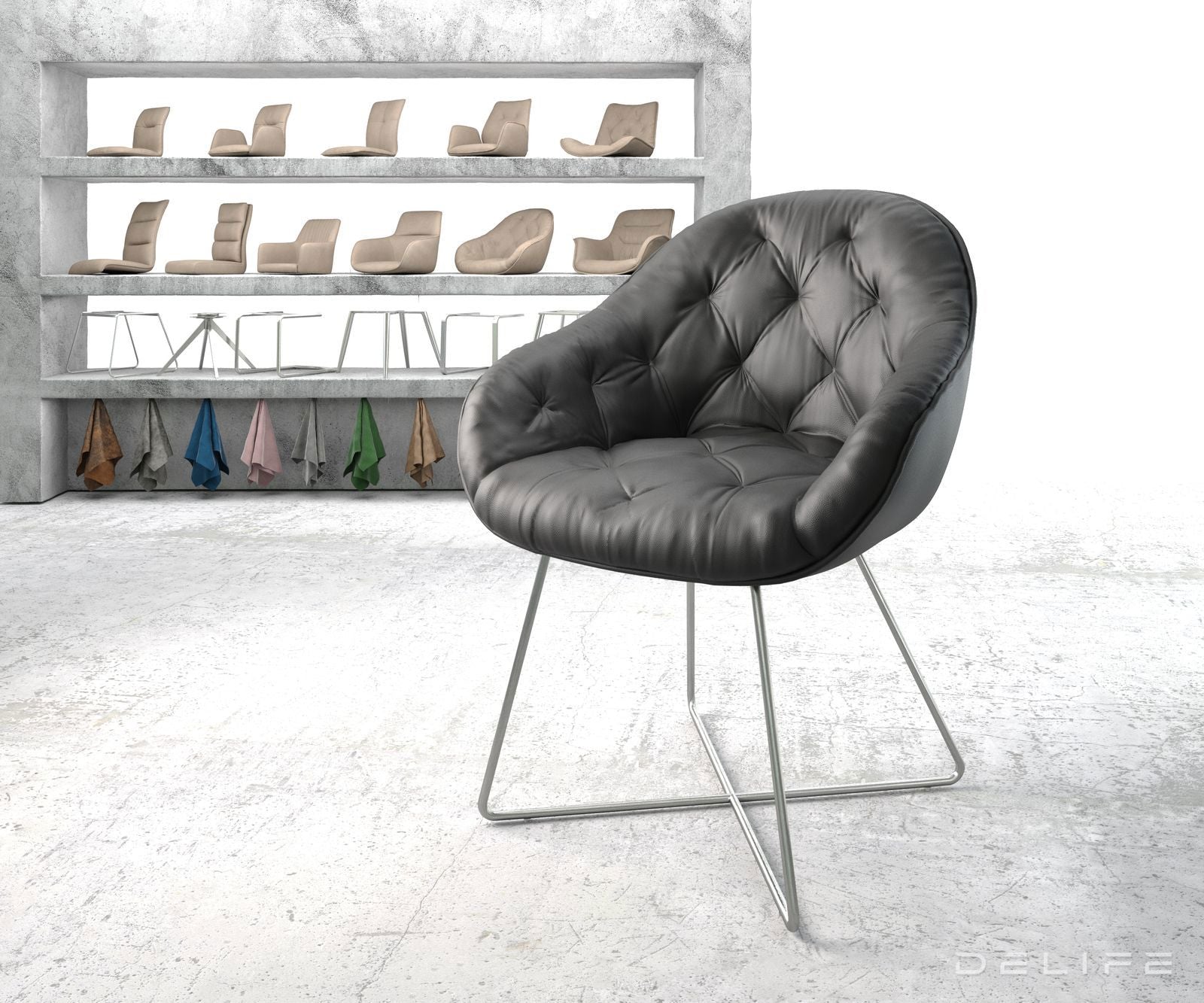 Jedilni stol Gaio, Material: Usnje