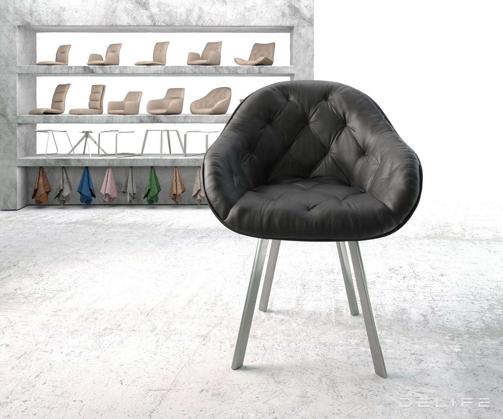 Jedilni stol Gaio, Material: Usnje