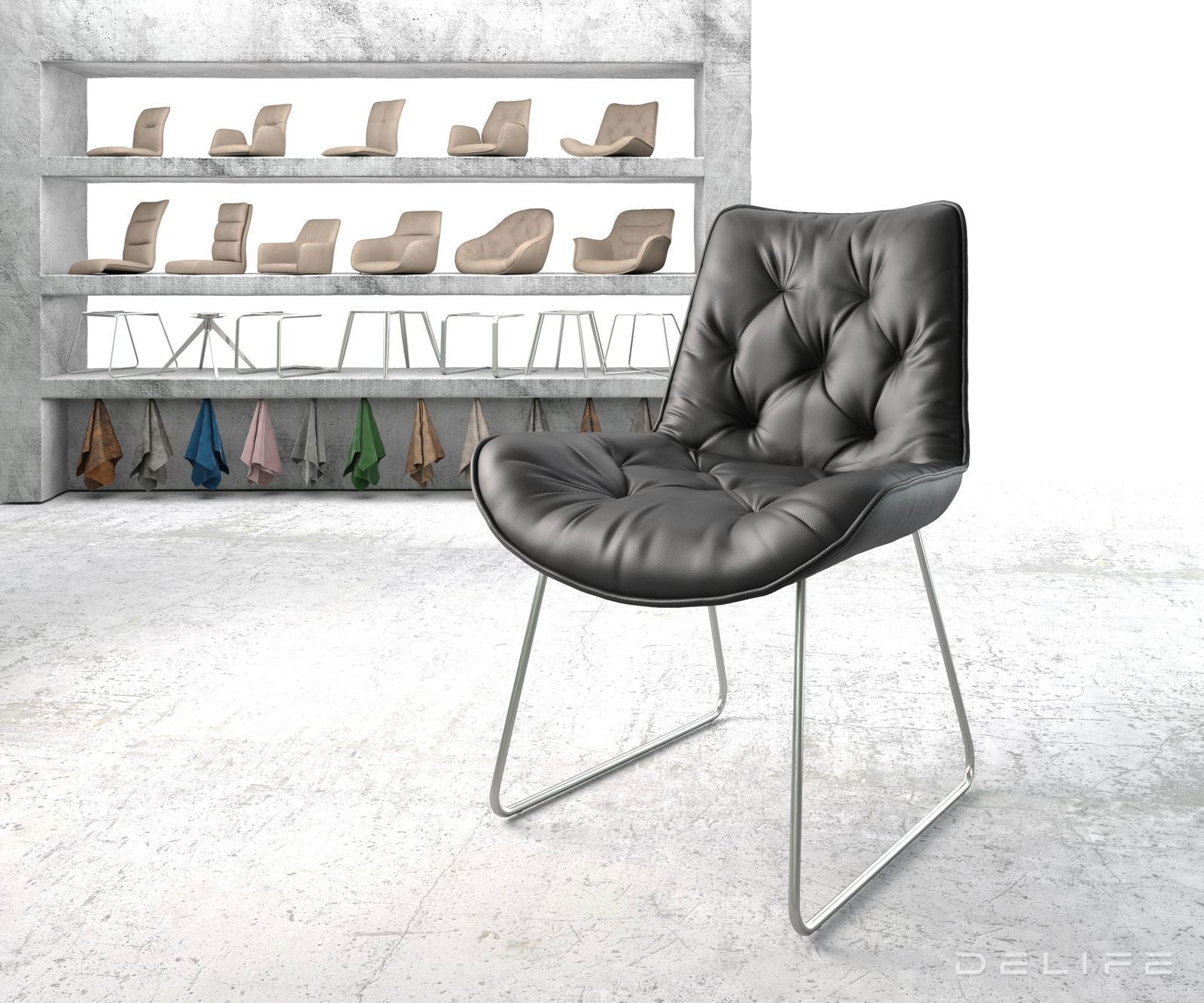 Jedilni stol Taimi, material: usnje