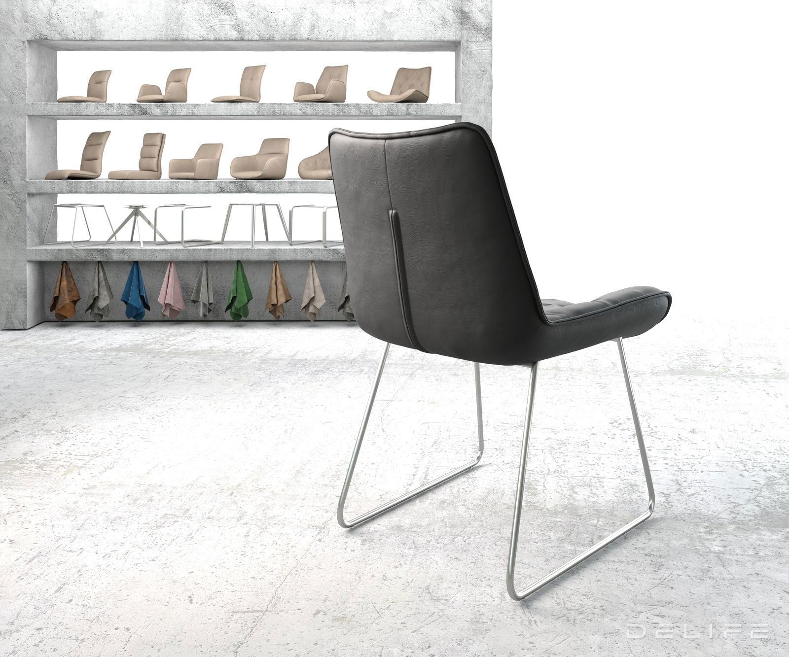 Jedilni stol Taimi, material: usnje