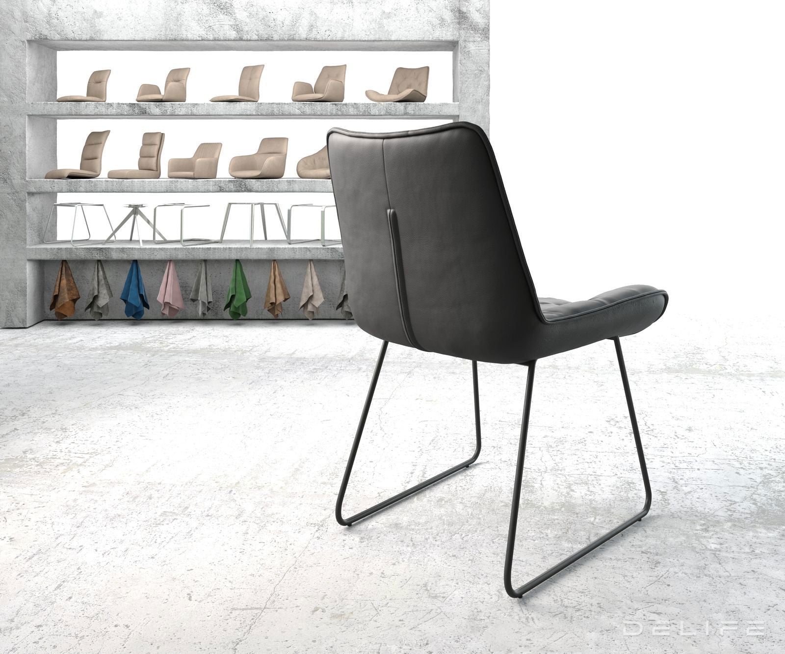 Jedilni stol Taimi, material: usnje