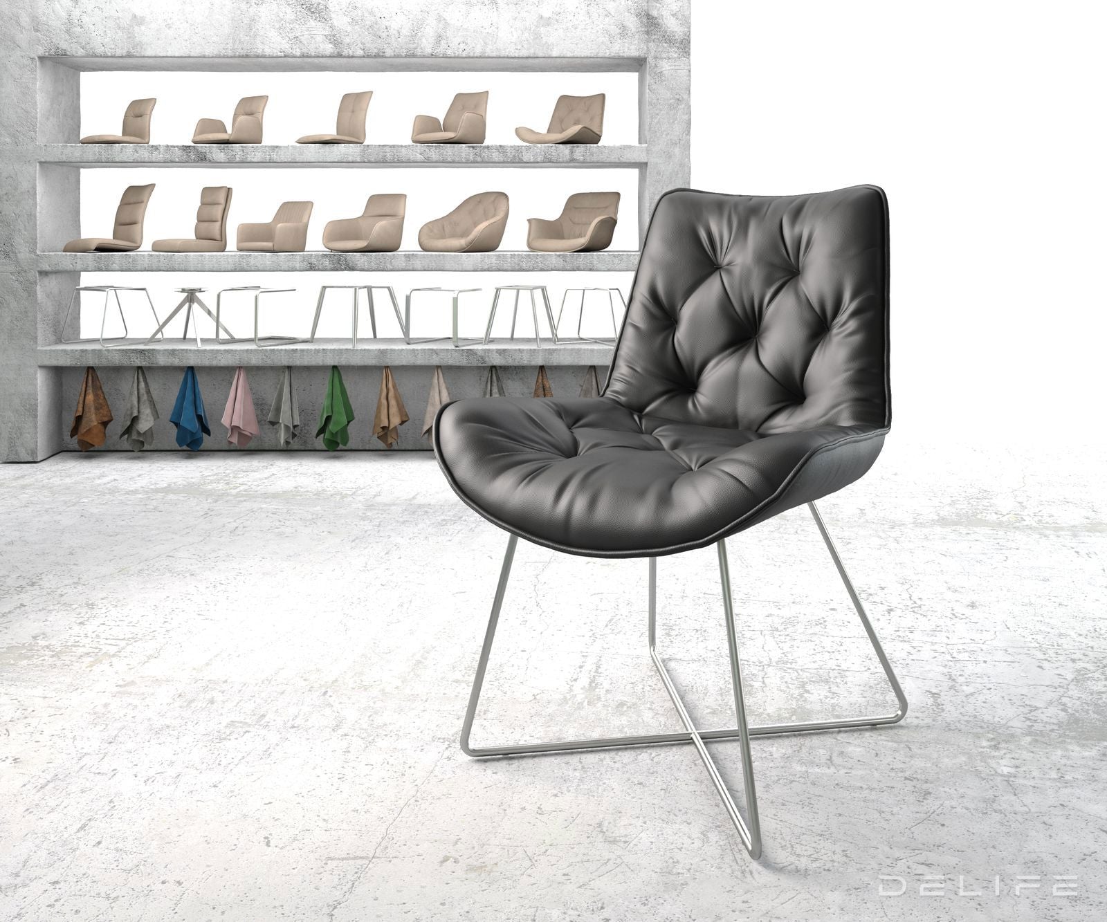 Jedilni stol Taimi, material: usnje