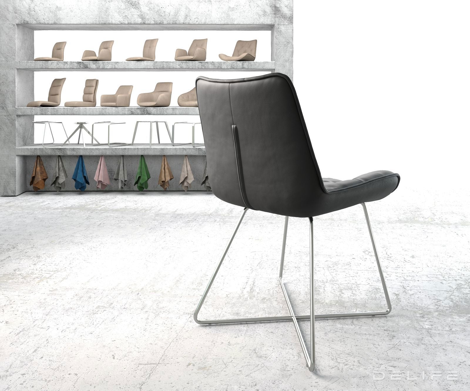 Jedilni stol Taimi, material: usnje