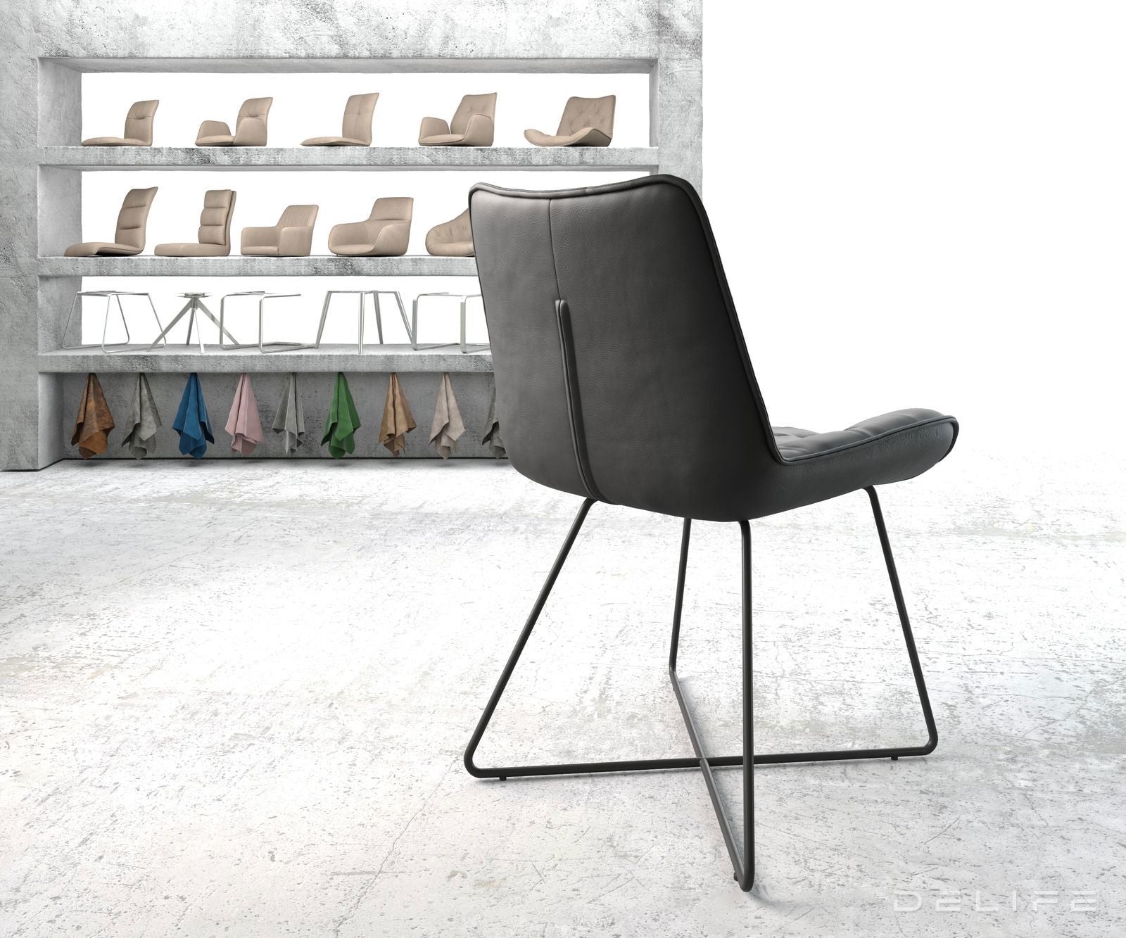 Jedilni stol Taimi, material: usnje