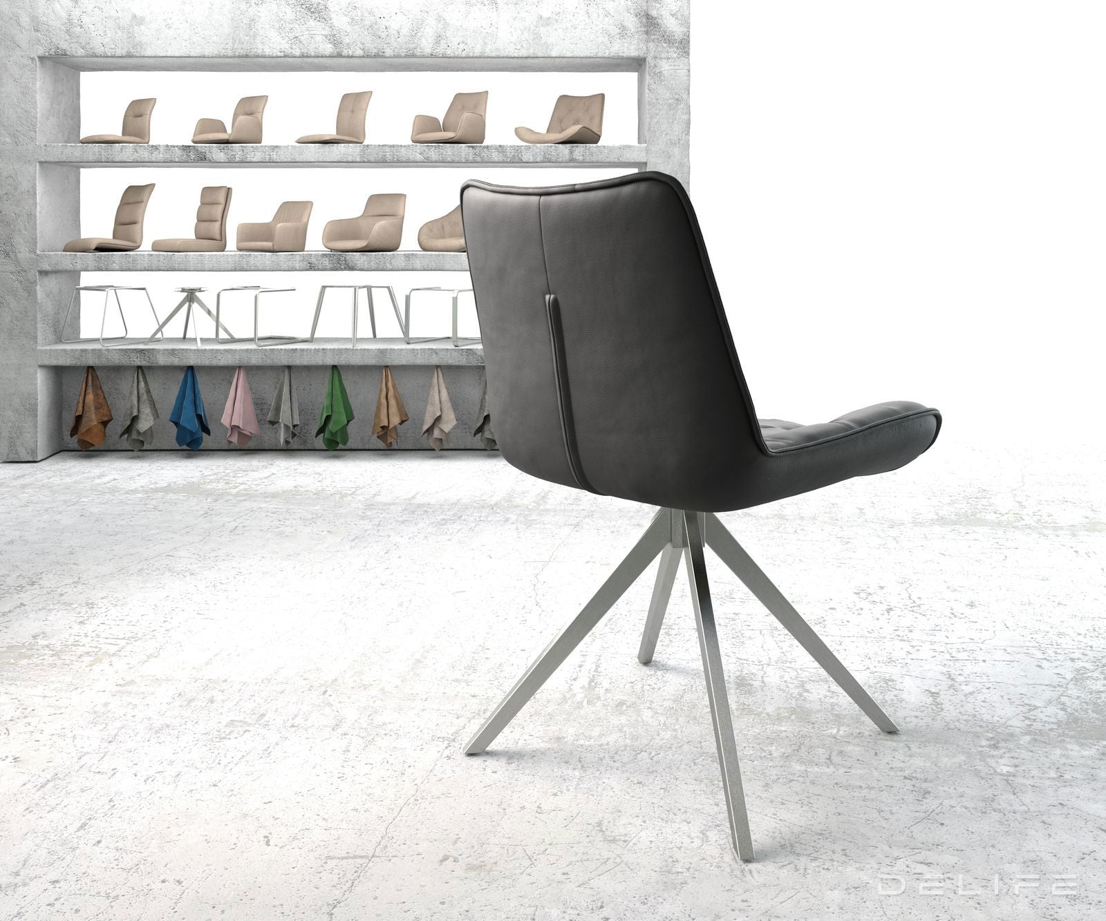 Jedilni stol Taimi, material: usnje