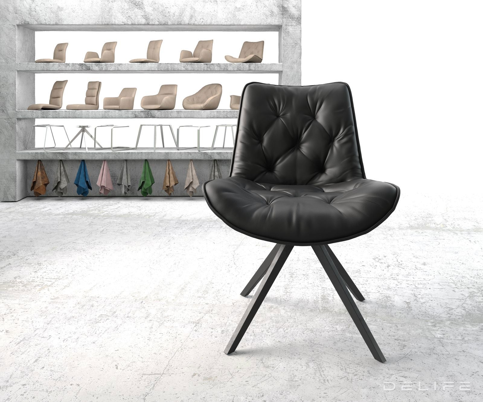 Jedilni stol Taimi, material: usnje