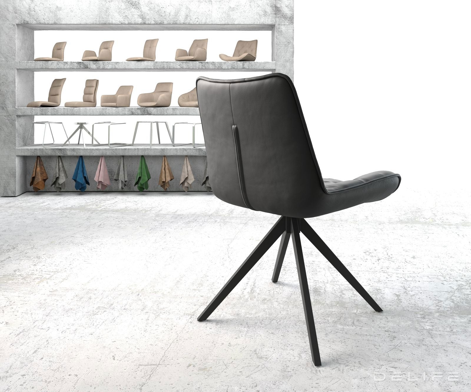 Jedilni stol Taimi, material: usnje