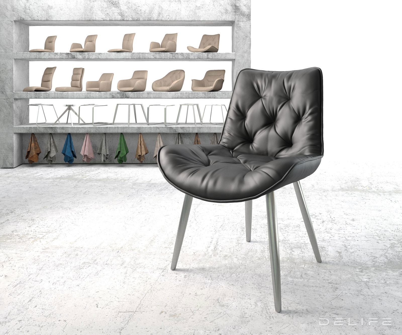 Jedilni stol Taimi, material: usnje