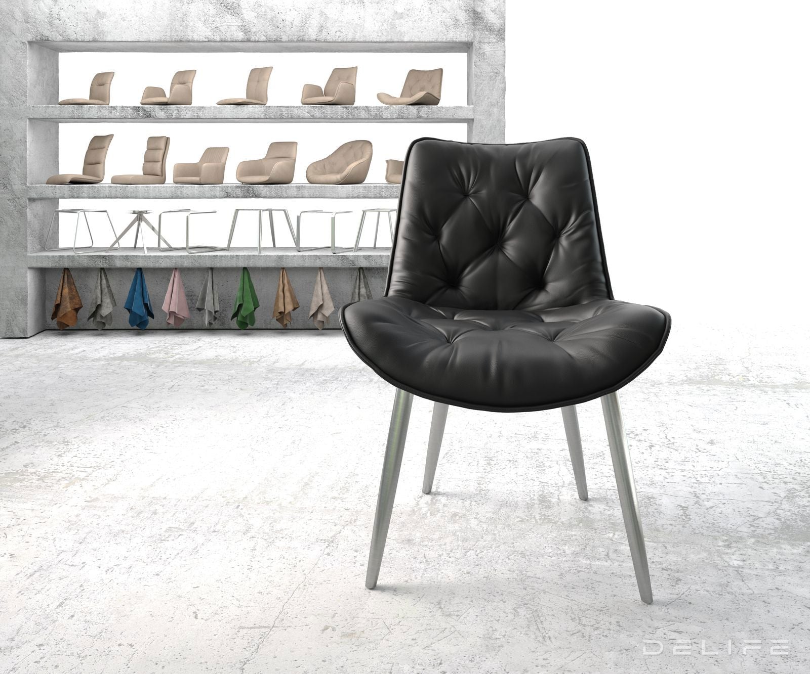 Jedilni stol Taimi, material: usnje