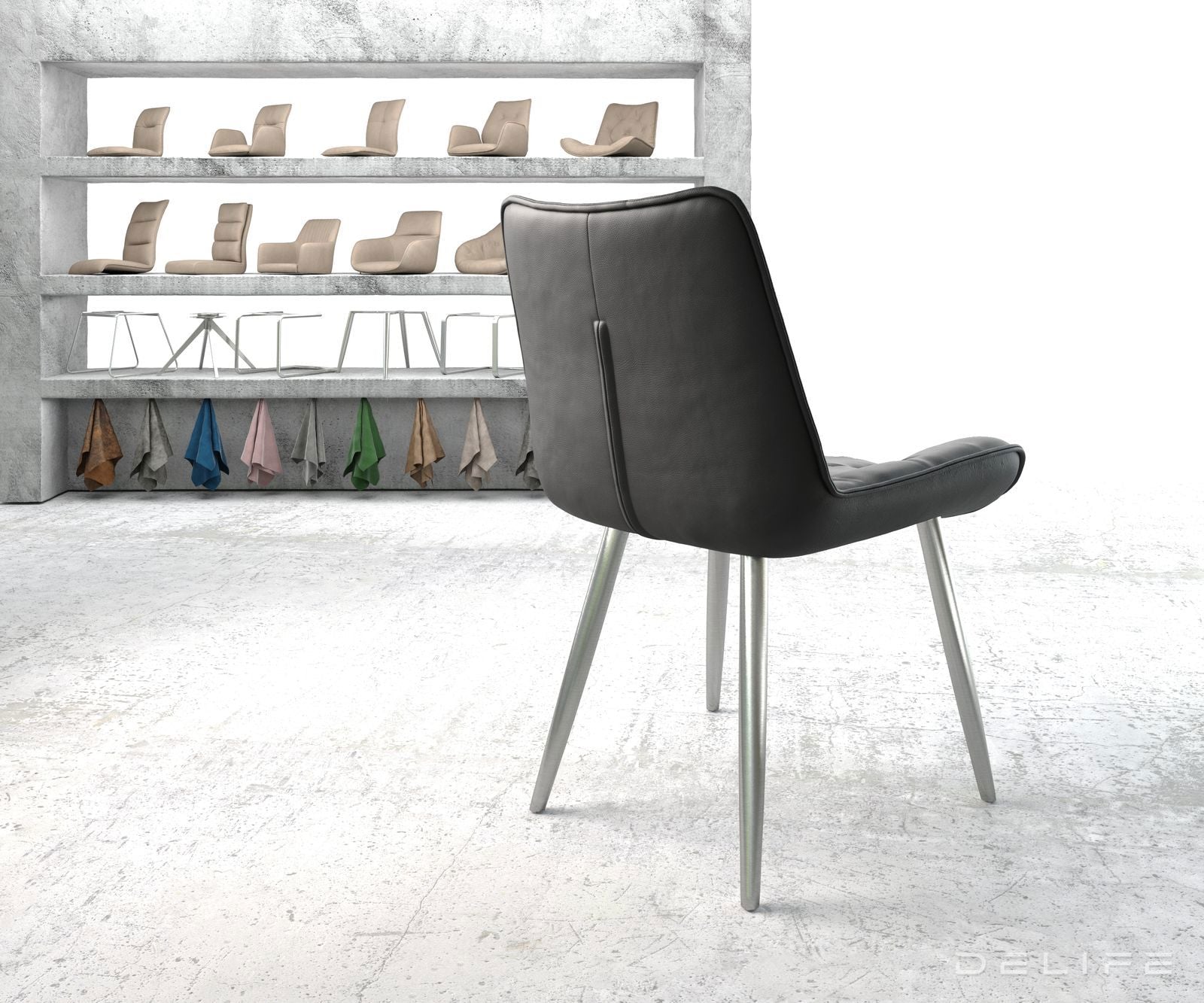 Jedilni stol Taimi, material: usnje