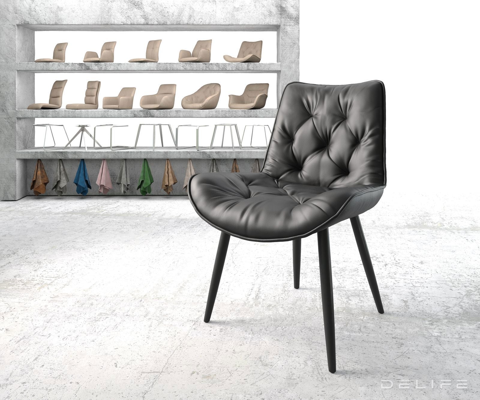 Jedilni stol Taimi, material: usnje