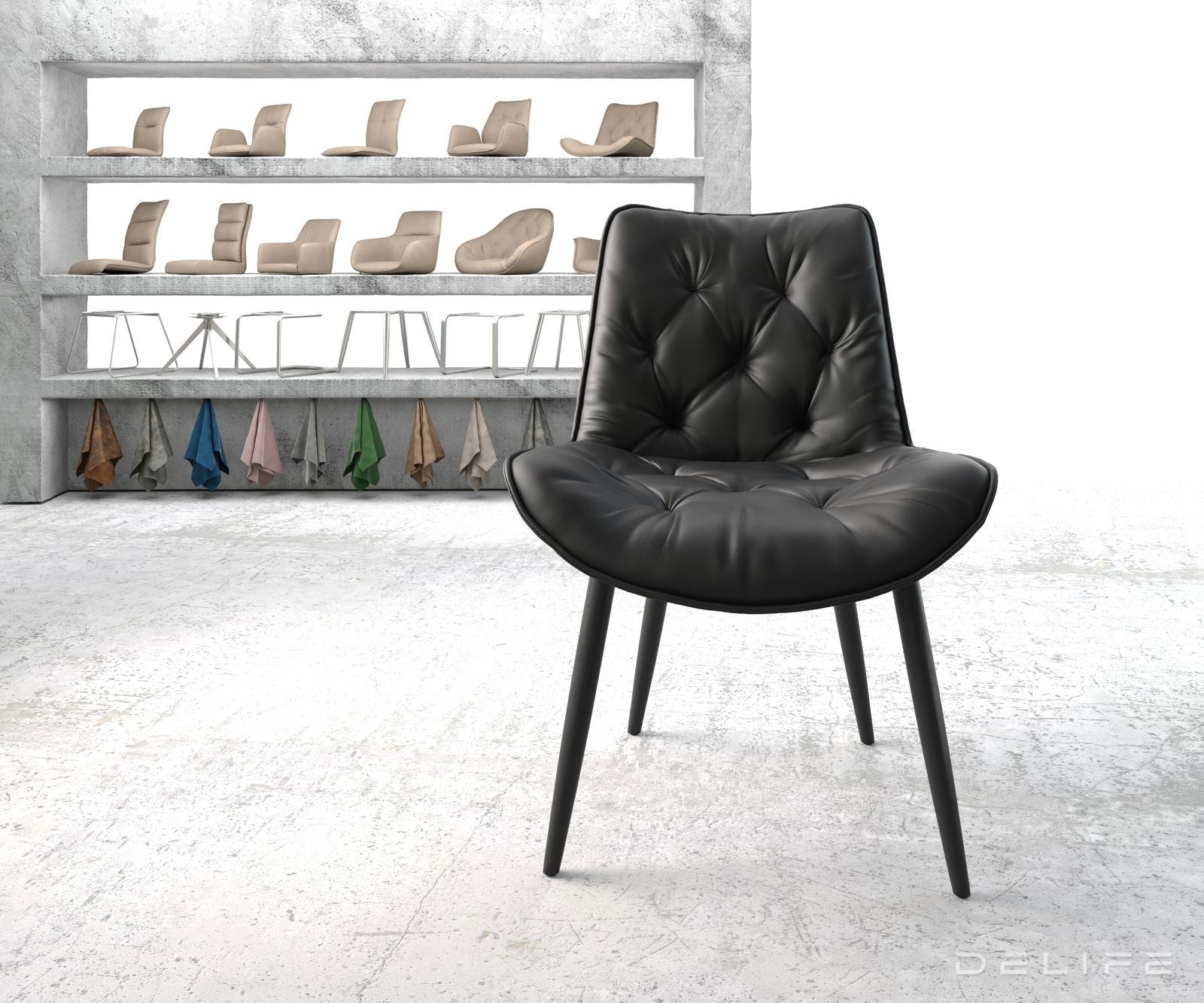 Jedilni stol Taimi, material: usnje