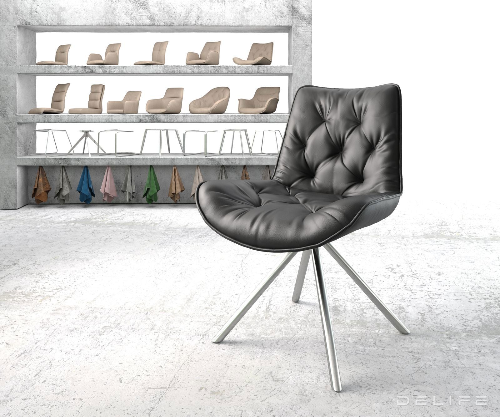 Jedilni stol Taimi, material: usnje