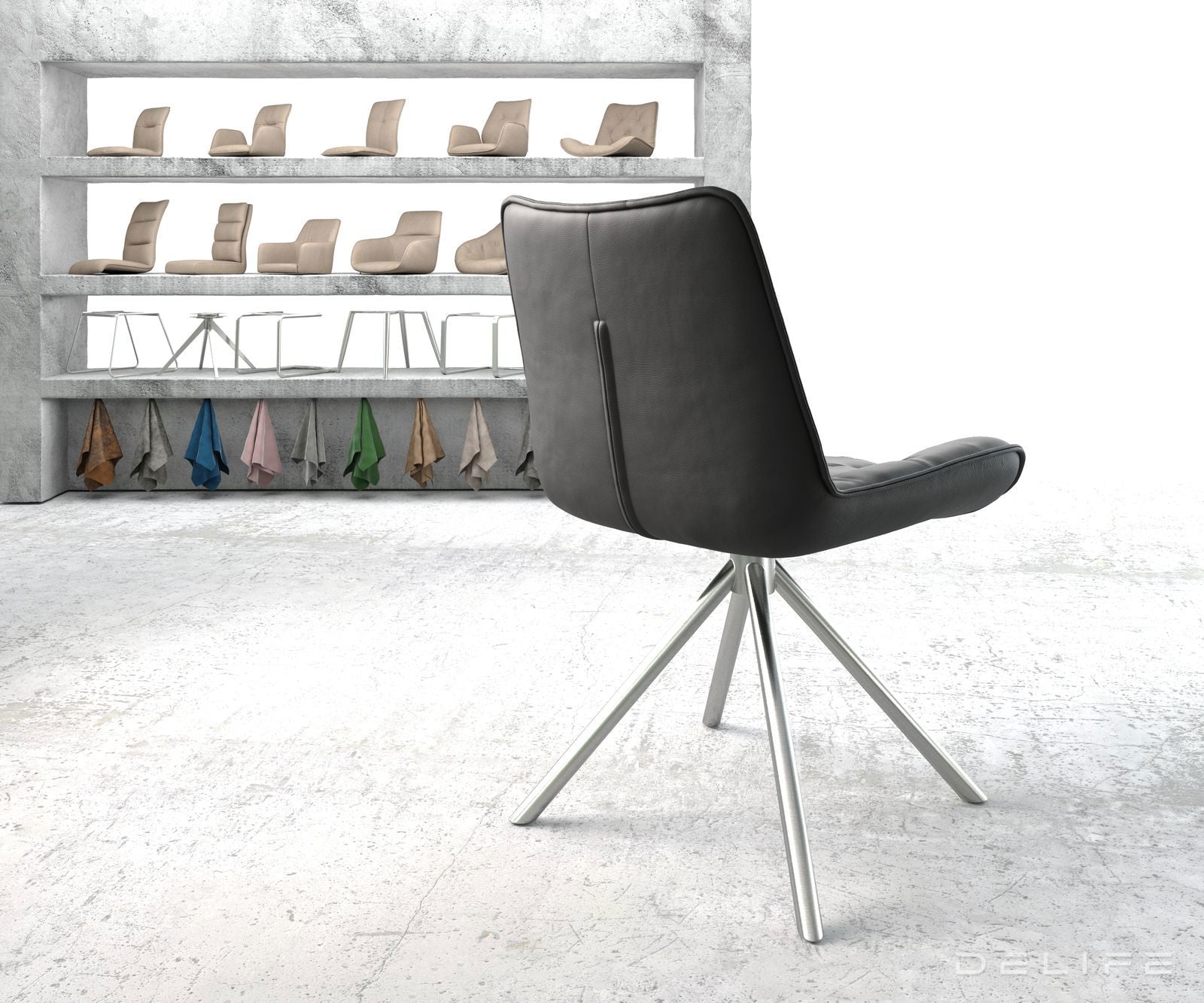 Jedilni stol Taimi, material: usnje