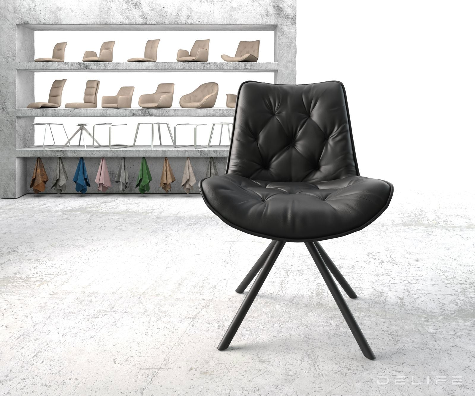 Jedilni stol Taimi, material: usnje