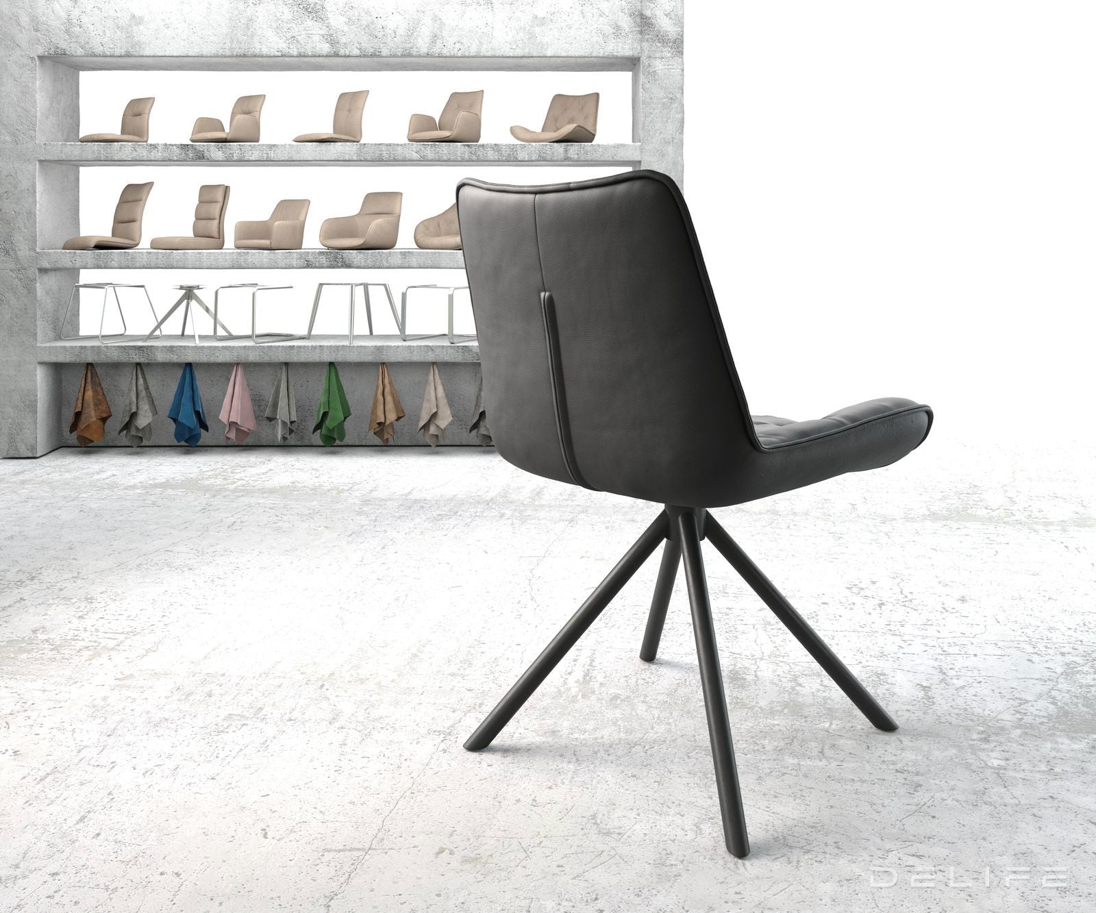 Jedilni stol Taimi, material: usnje