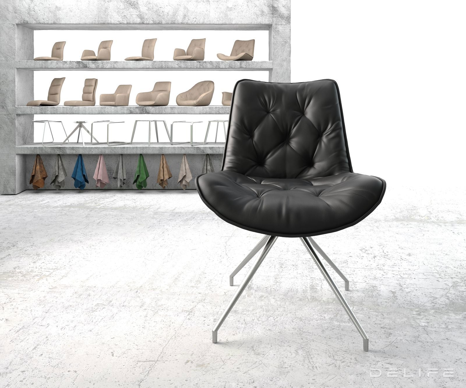 Jedilni stol Taimi, material: usnje