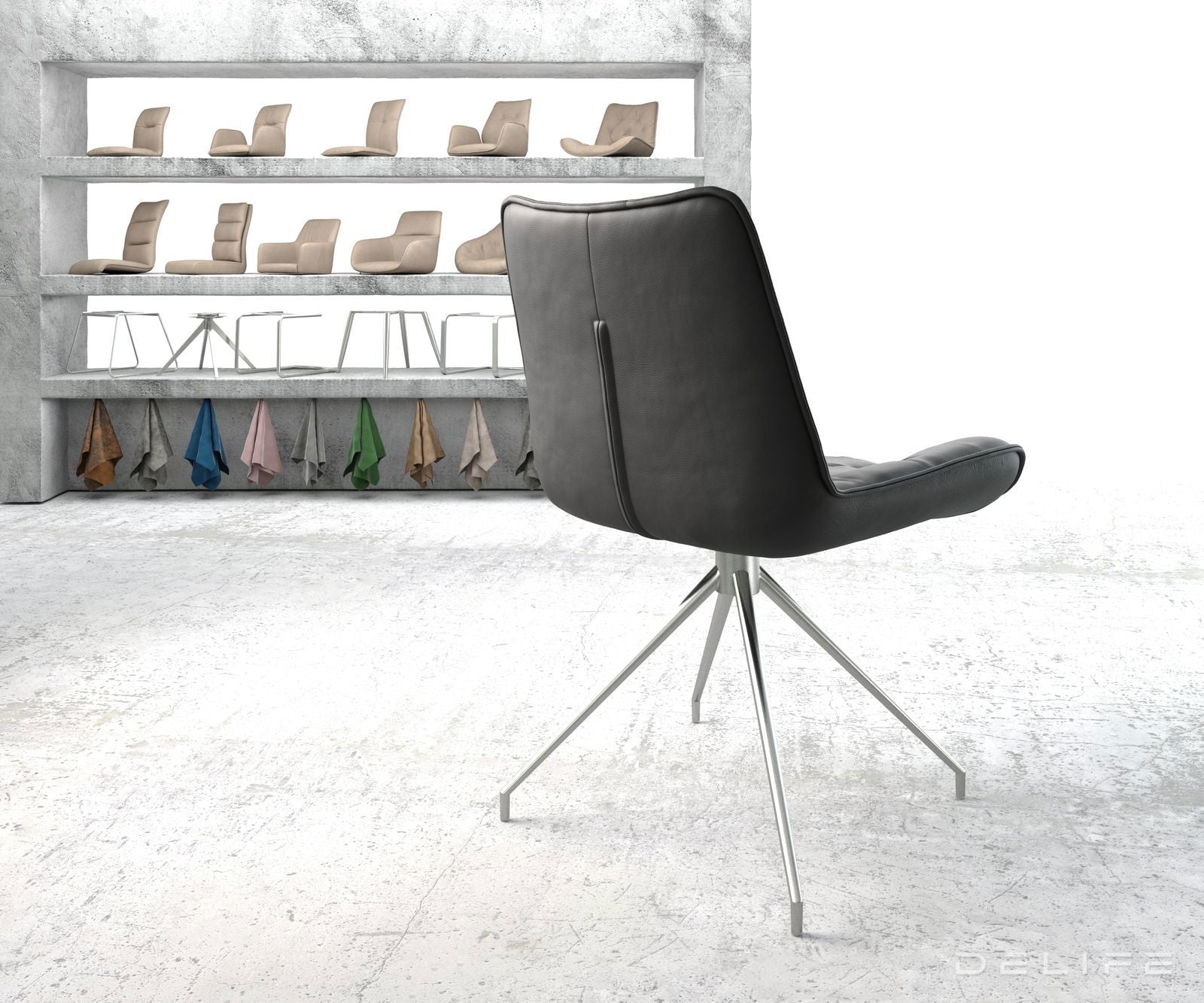 Jedilni stol Taimi, material: usnje