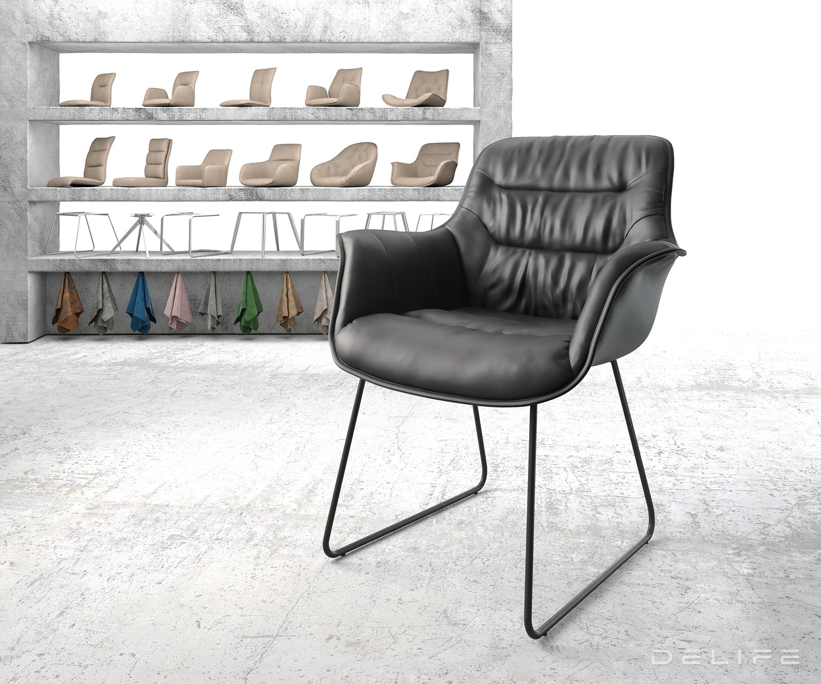 Jedilni stol Kaira, Material: Usnje