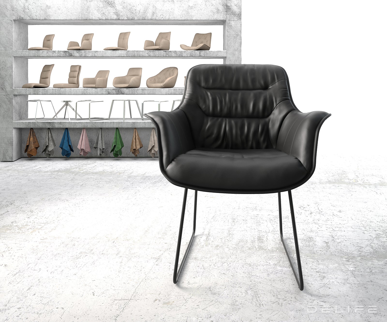 Jedilni stol Kaira, Material: Usnje