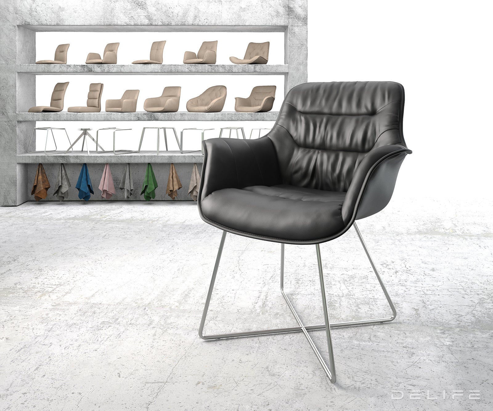 Jedilni stol Kaira, Material: Usnje