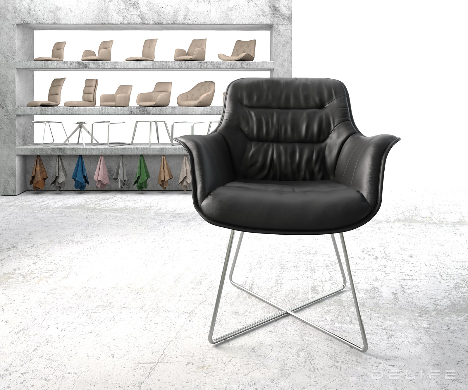 Jedilni stol Kaira, Material: Usnje