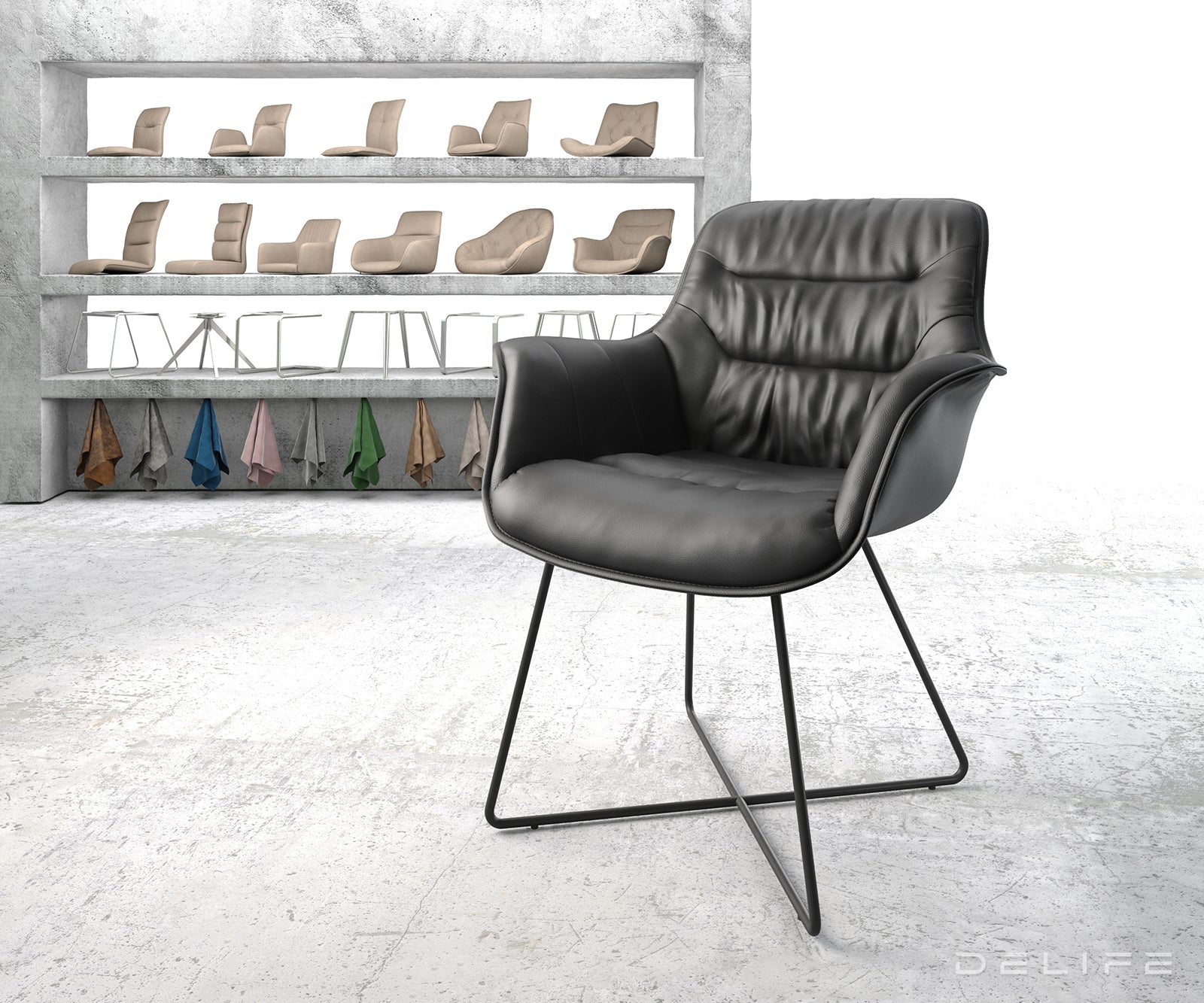 Jedilni stol Kaira, Material: Usnje