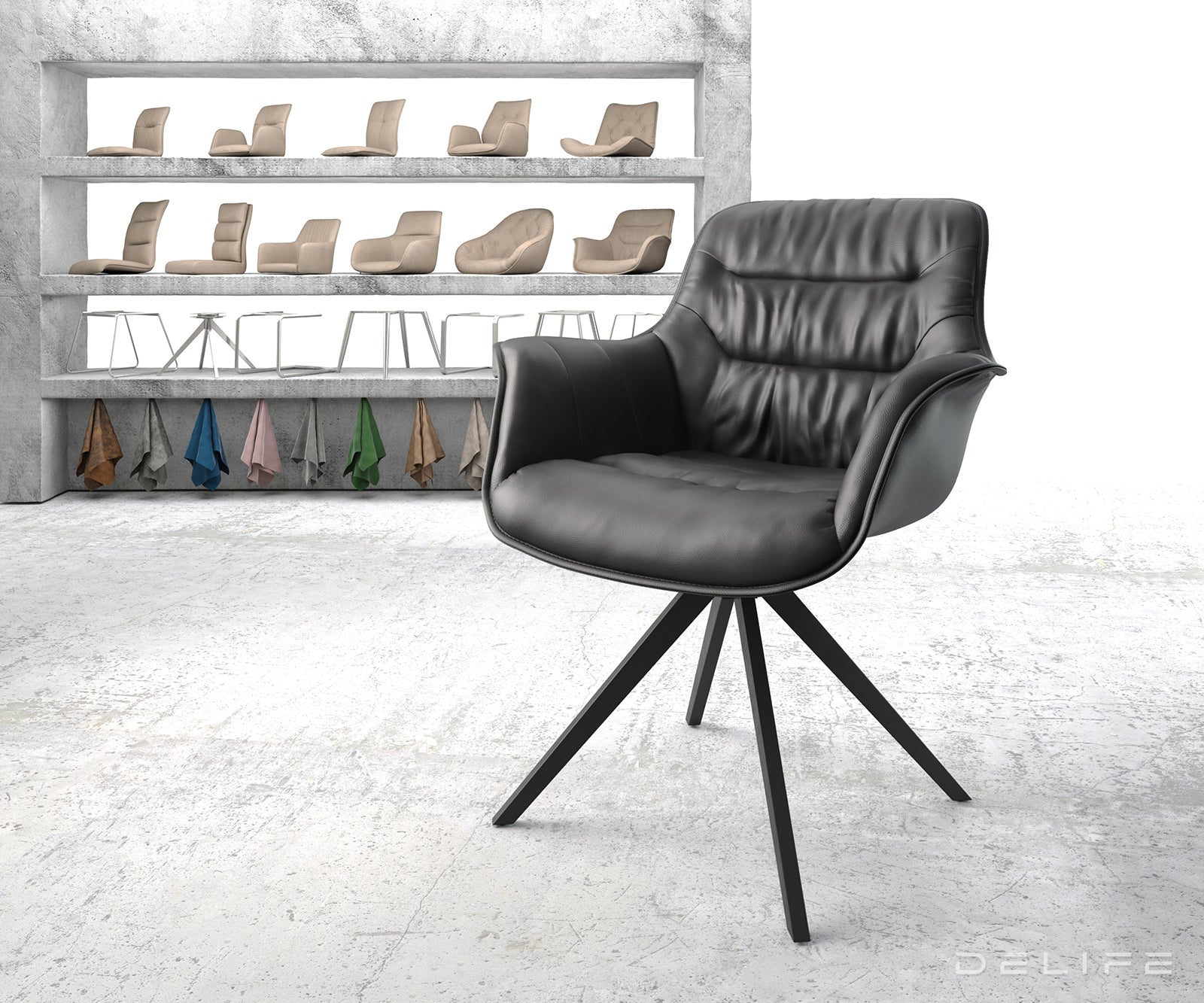 Jedilni stol Kaira, Material: Usnje