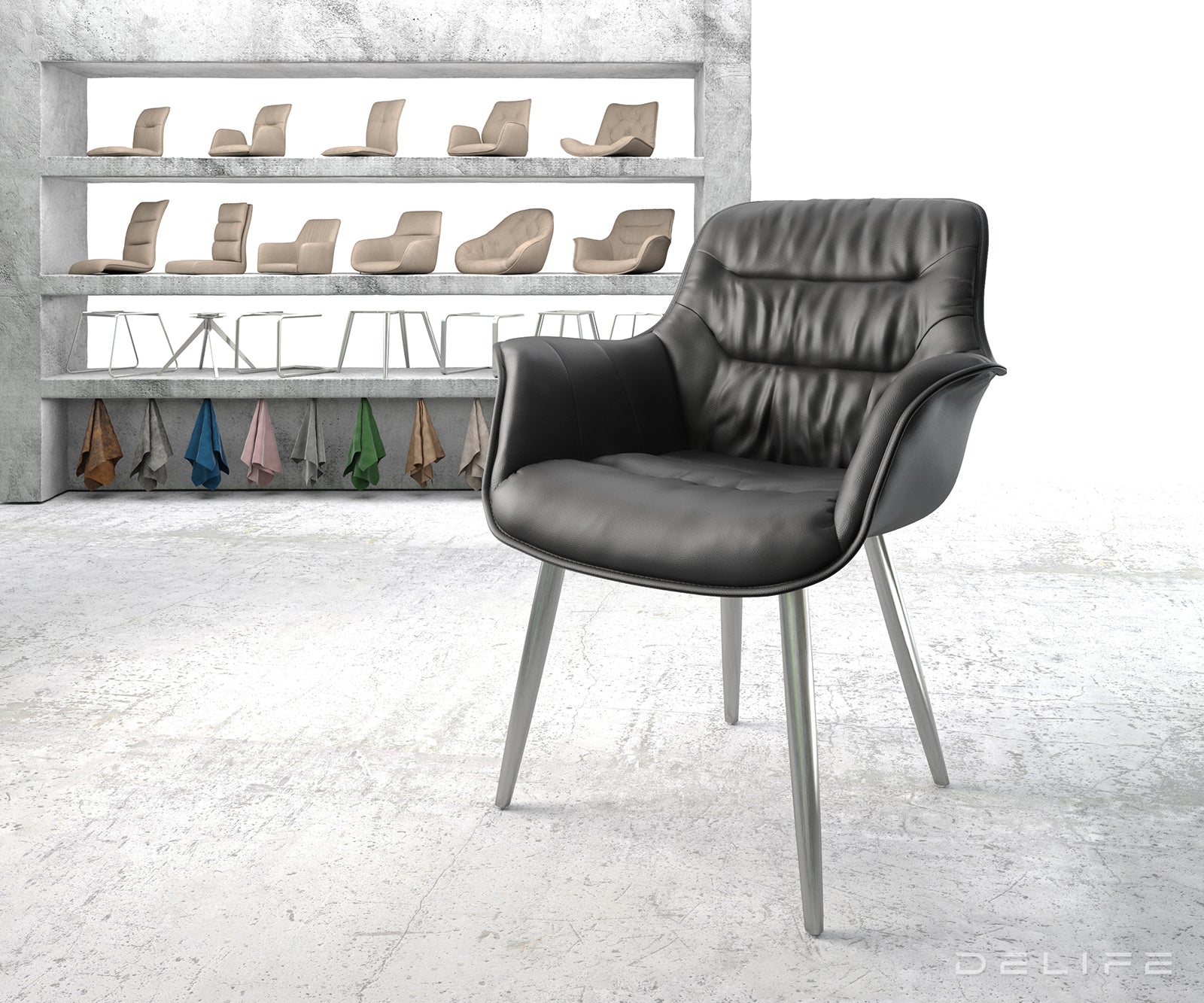 Jedilni stol Kaira, Material: Usnje