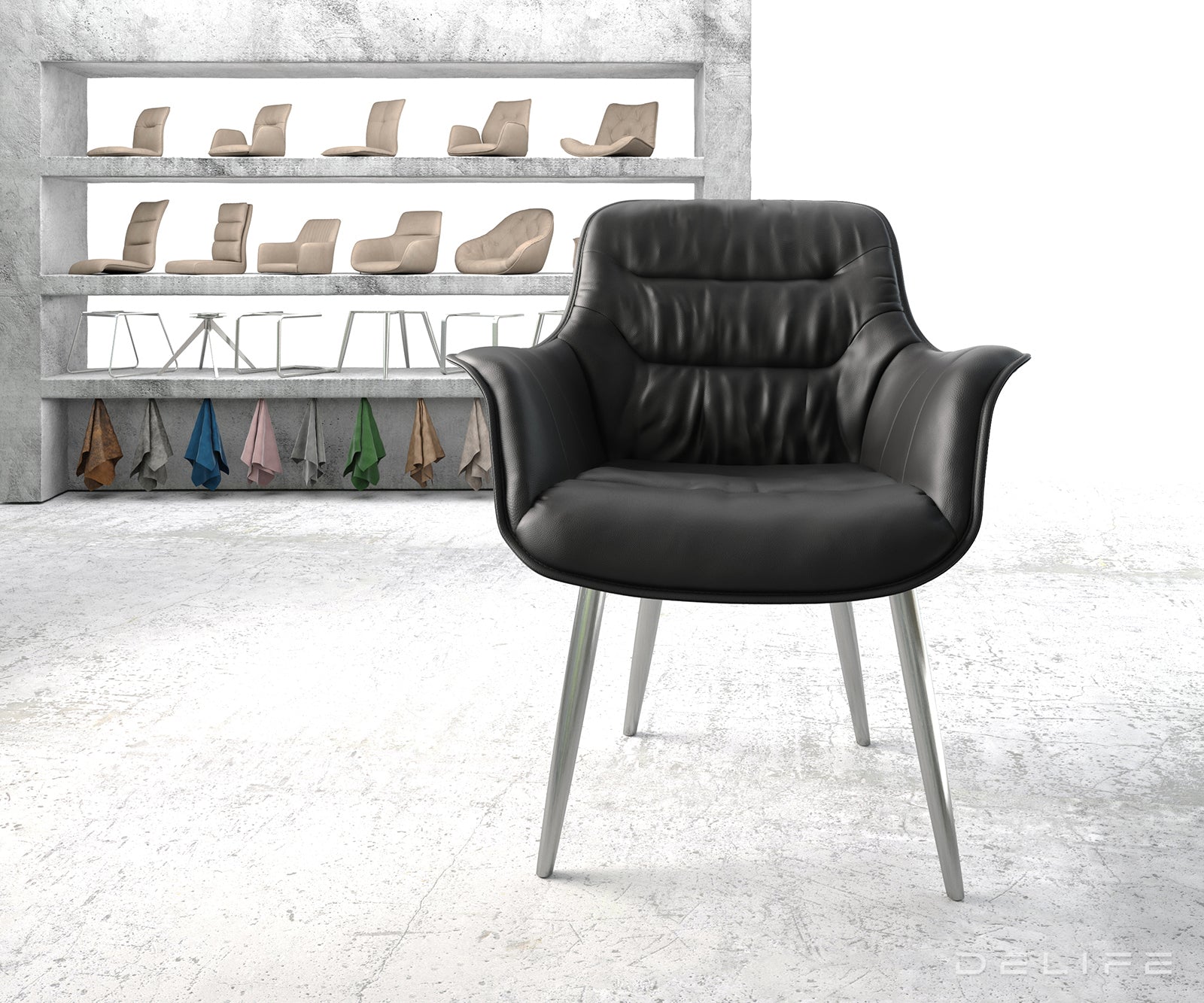 Jedilni stol Kaira, Material: Usnje