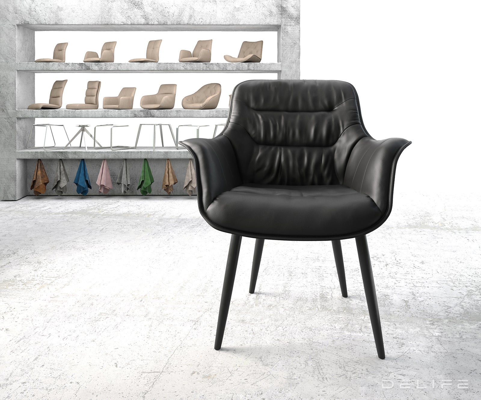 Jedilni stol Kaira, Material: Usnje