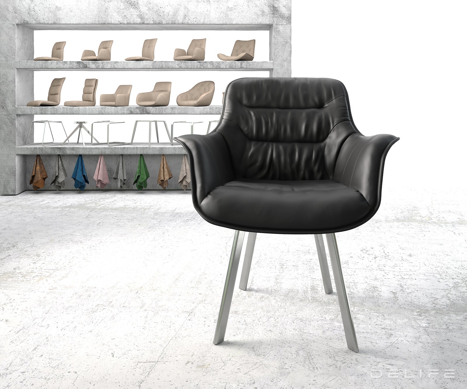 Jedilni stol Kaira, Material: Usnje