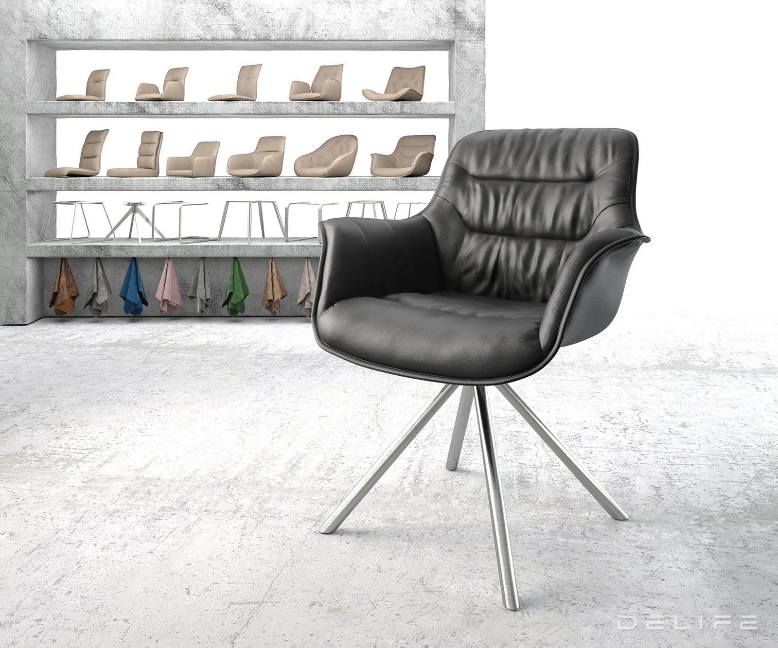 Jedilni stol Kaira, Material: Usnje