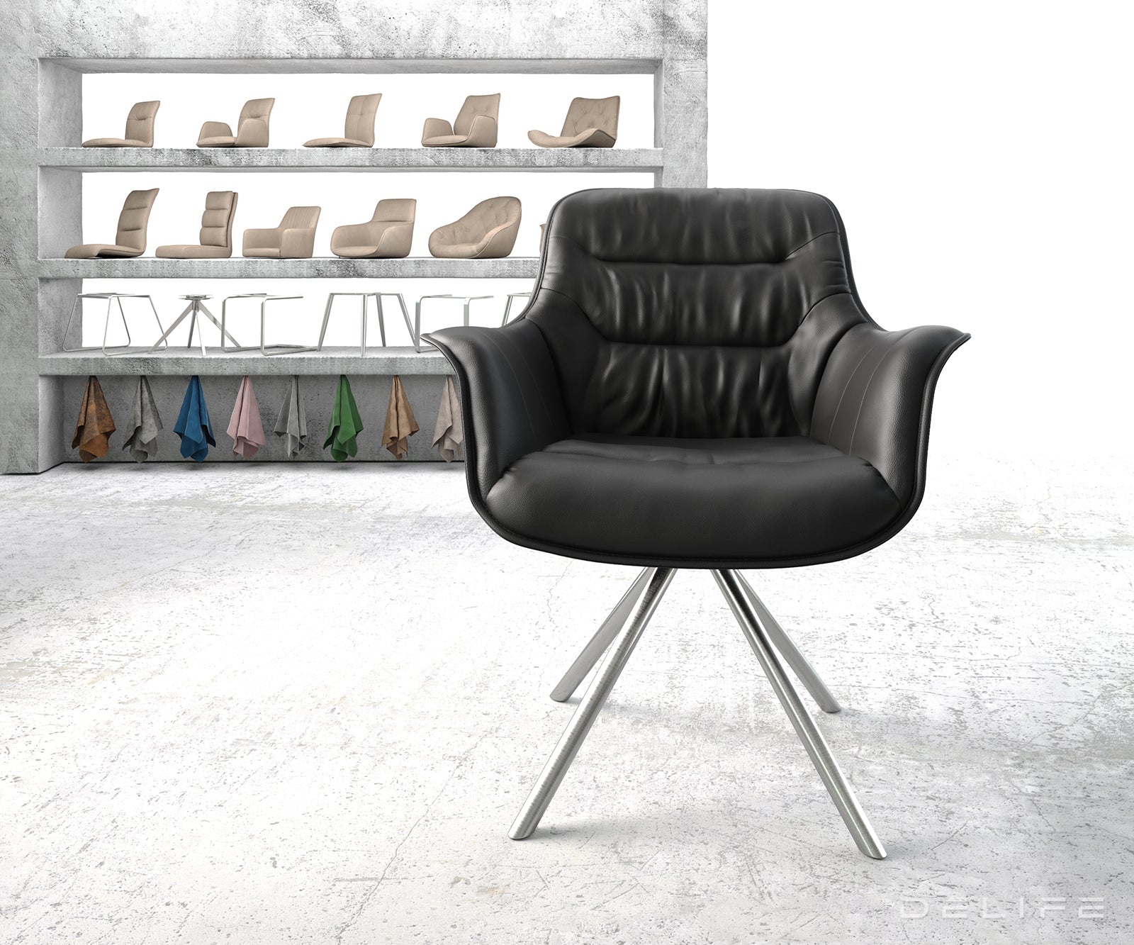 Jedilni stol Kaira, Material: Usnje