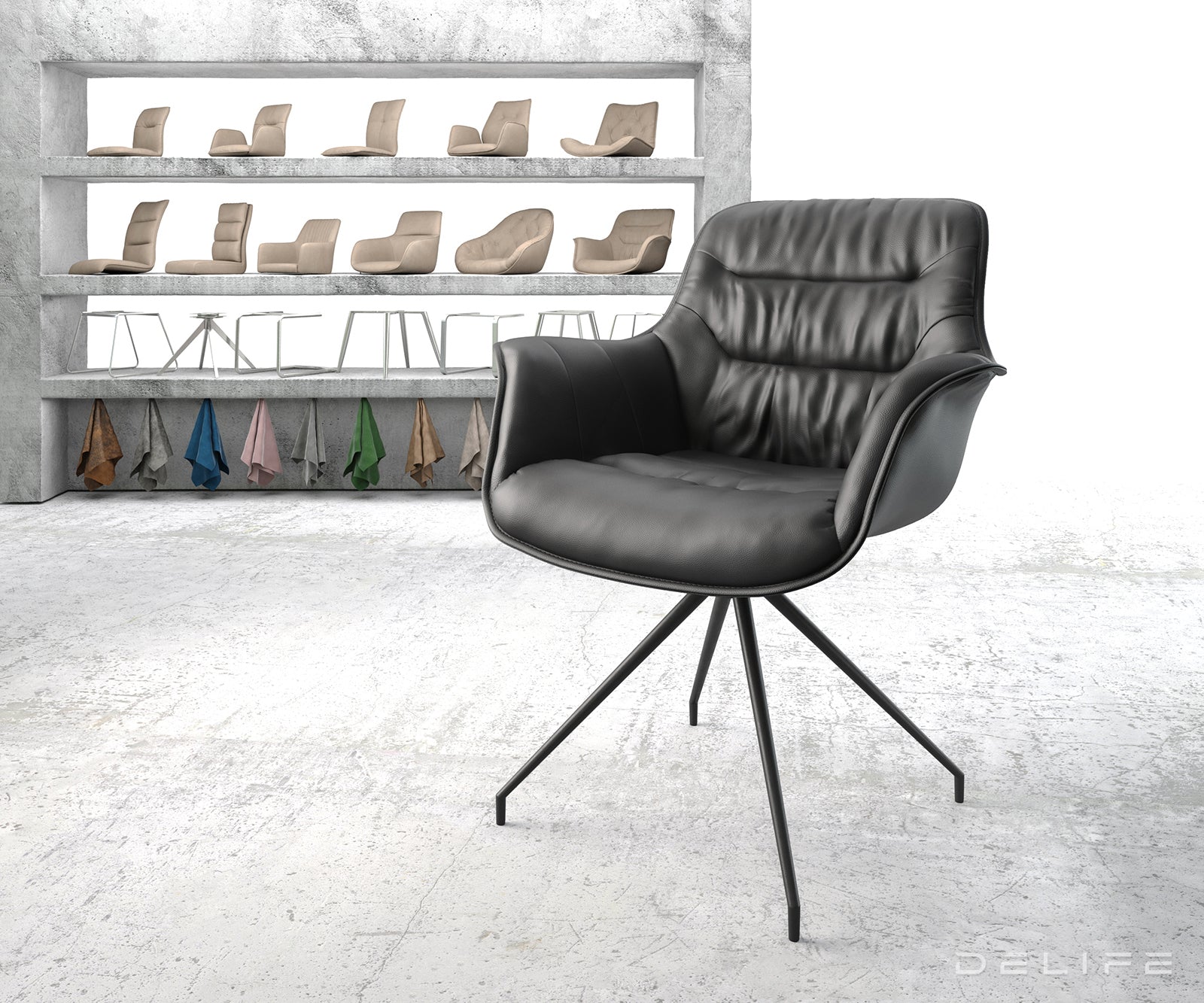 Jedilni stol Kaira, Material: Usnje