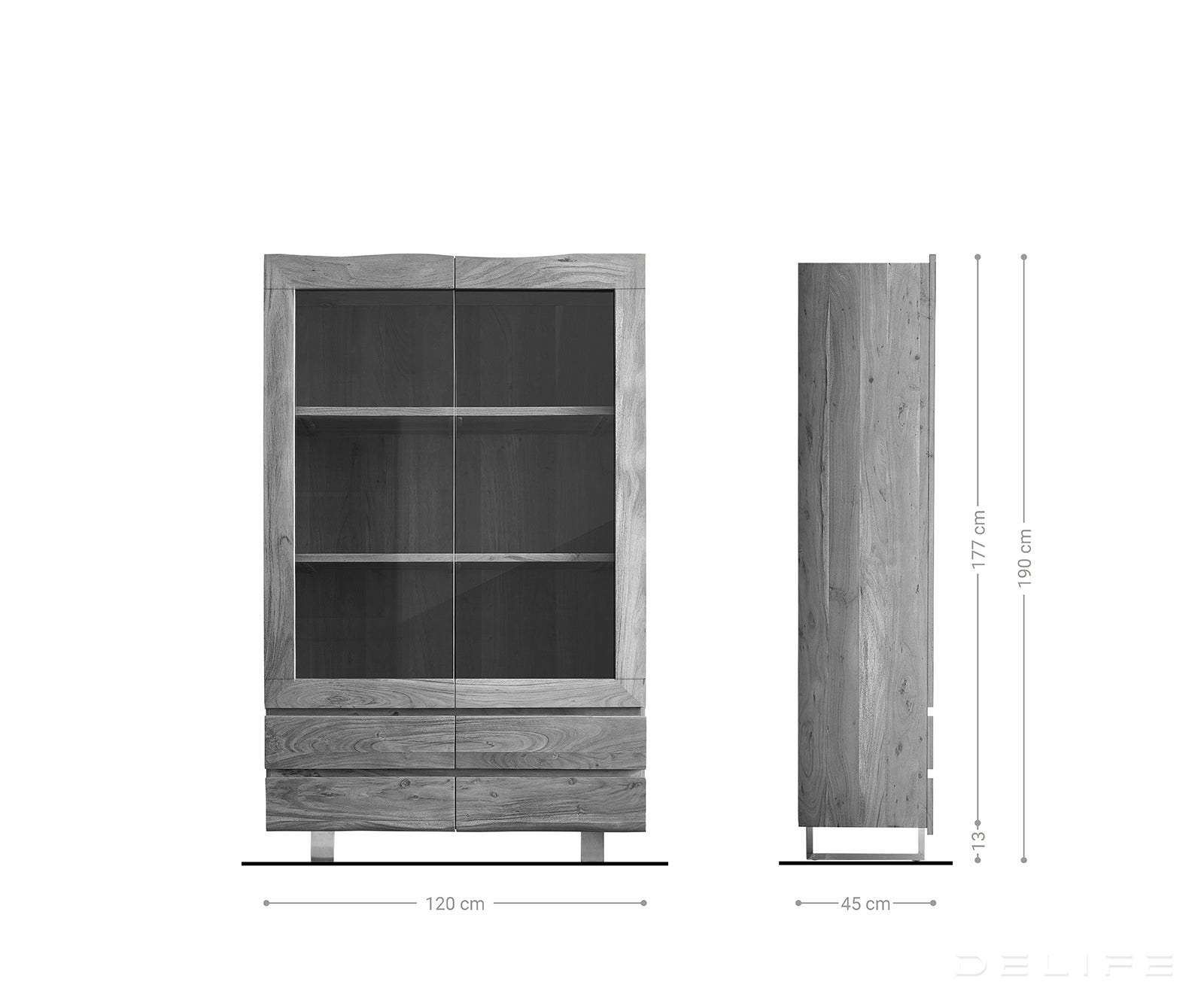 Visoka komoda Live-Edge 120x190cm, Material: Akacija