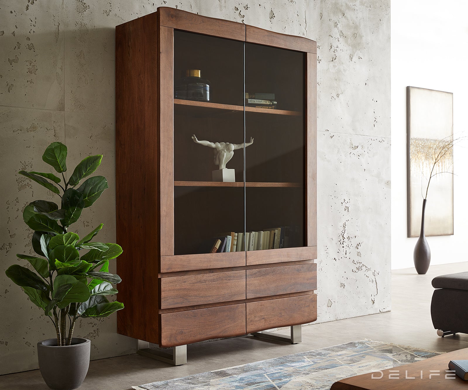 Visoka komoda Live-Edge 120x190cm, Material: Akacija