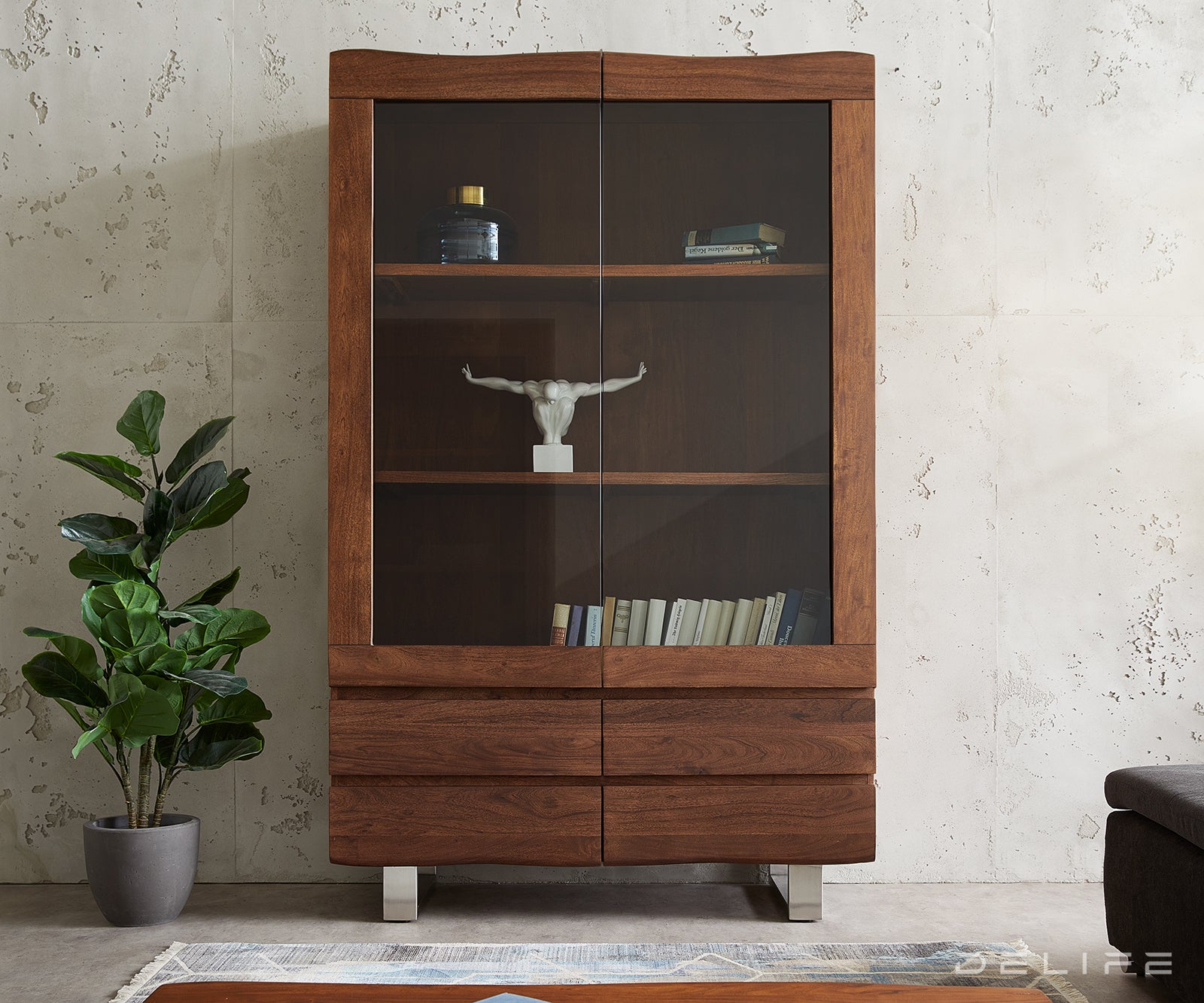 Visoka komoda Live-Edge 120x190cm, Material: Akacija