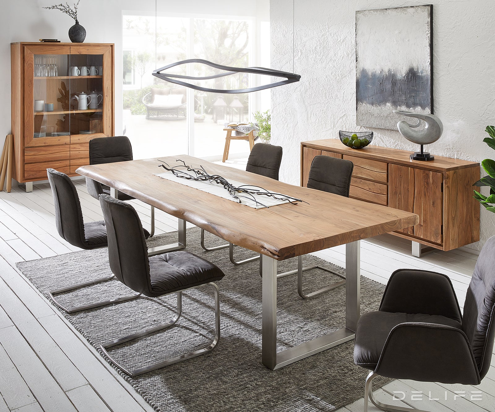 Visoka komoda Live-Edge 120x190cm, Material: Akacija