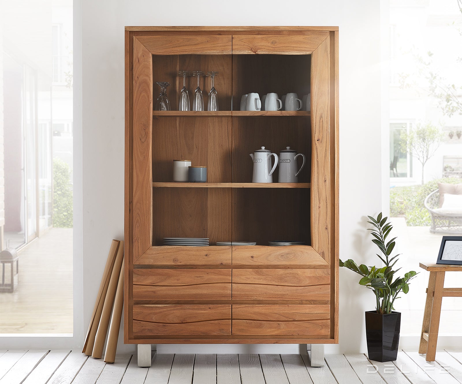 Visoka komoda Live-Edge 120x190cm, Material: Akacija