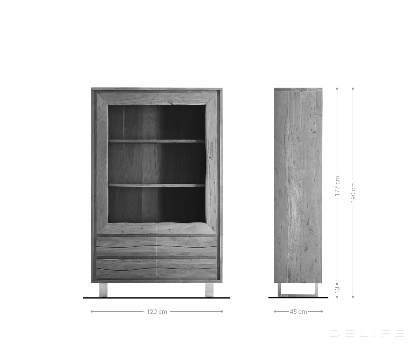 Visoka komoda Live-Edge 120x190cm, Material: Akacija